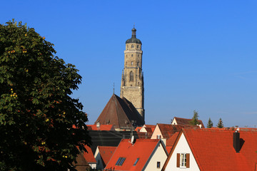 der Daniel Turm in Nördlingen, Bayern, Deutschland