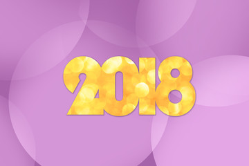 2018 Happy New Year background with gold light bokeh