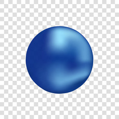 Blue glass ball. Vector 3d illustration isolated on transparent background