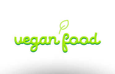 vegan food word concept with green leaf logo icon company design
