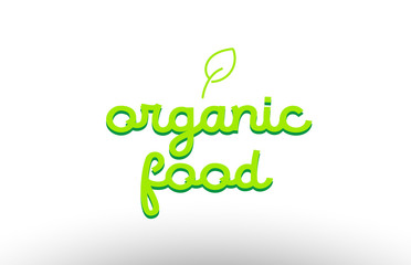 organic food word concept with green leaf logo icon company design