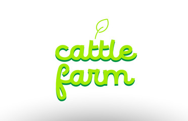 cattle farm  word concept with green leaf logo icon company design