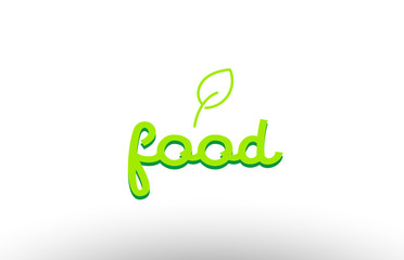 food word concept with green leaf logo icon company design