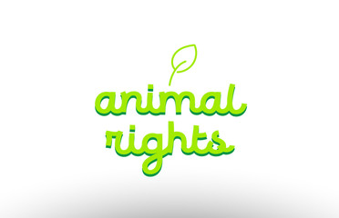 animal rights word concept with green leaf logo icon company design