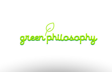 green philosophy word concept with green leaf logo icon company design