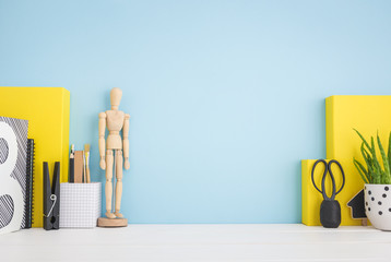 Young student desk. Back to school.