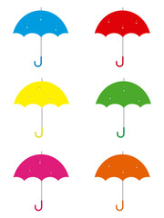 Set colored umbrella with raindrops