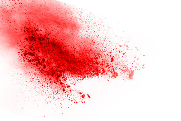 abstract powder splatted background. Red powder explosion on black background. Colored cloud....