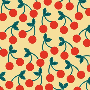 seamless pattern fruit fresh cherry image