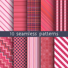 10 striped vector seamless patterns. Seamless pattern can be used for wallpaper,  pattern fills, web page background,  surface textures.