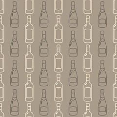 Seamless pattern with vector alcohol bottles for your design