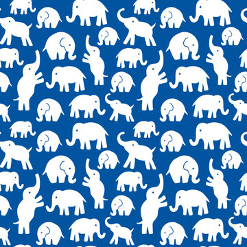 Seamless vector pattern with elephants. Texture for wallpaper, fills, web page background.