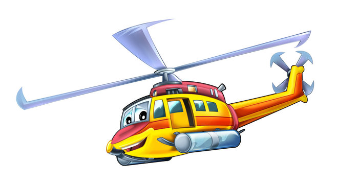 Cartoon plane - helicopter - illustration for children