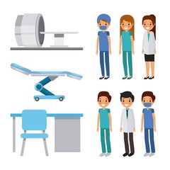 doctor medical people health care equipment furniture vector illustration