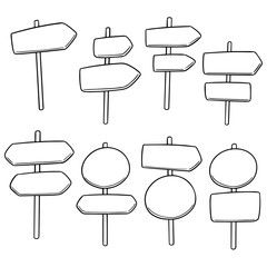 vector set of direction posts