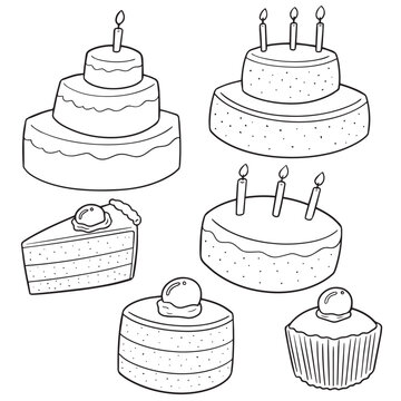 vector set of cakes