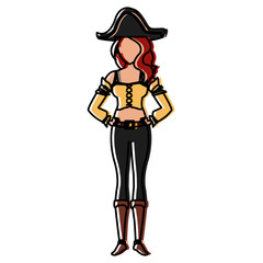 Beautiful woman pirate cartoon icon vector illustration graphic design