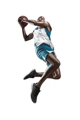 Fototapeten Full length portrait of a basketball player with ball © master1305