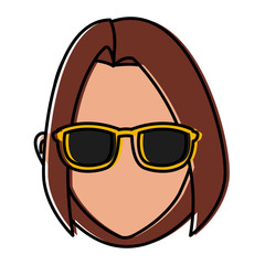Woman face with sunglasses icon vector illustration graphic design