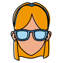 Woman face with sunglasses icon vector illustration graphic design
