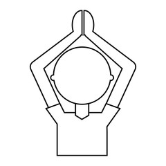 man with arms up