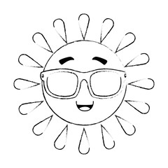 summer sun happy with sunglasses kawaii character