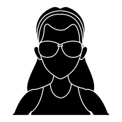 Woman face with sunglasses icon vector illustration graphic design