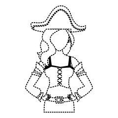 Beautiful woman pirate cartoon icon vector illustration graphic design