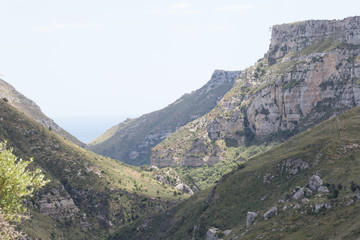 Panorama from left bank, in the horizon the sea, Natural Reserve of Cavagrande del Cassibile 