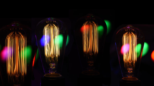 The Edison Bulbs [8k] 4 Thomas Edison Light Bulbs With Reflections Zen Duder Edison Bulb Study