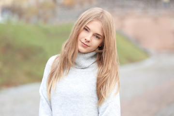 Attractive hipster girl outdoors