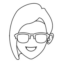 Woman face with sunglasses icon vector illustration graphic design
