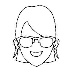 Woman face with sunglasses icon vector illustration graphic design