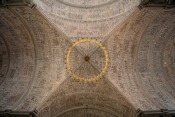 chandelier and ceiling in the church