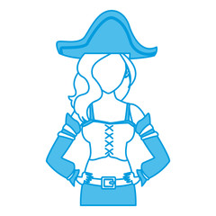 Beautiful woman pirate cartoon icon vector illustration graphic design