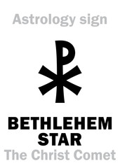Fototapeta premium Astrology Alphabet: BETHLEHEM STAR ('The Christ Comet'), hypothetical comet observed in the Ancient East at the beginning of the first Millennium A.D. — Hieroglyphics character sign (single symbol).