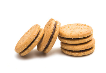 double biscuits with chocolate isolated