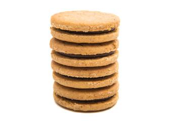double biscuits with chocolate isolated