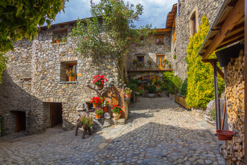 Ainsa medieval village of the Pyrenees with beautiful stone houses, Huesca, Spain