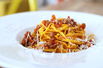 Fresh pasta with bolognese sauce