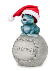 frog in Santa hat