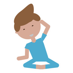 cartoon man practicing yoga