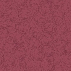 Seamless pattern in drawn roses. Floral pattern. Wallpaper of flowers drawn - 186024647