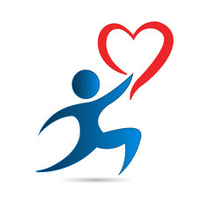 Valentines day, man gifting heart icon