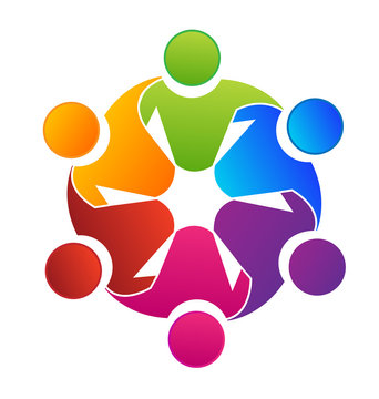 Vector teamwork concept of community,workerks,unity,social networking icon logo template