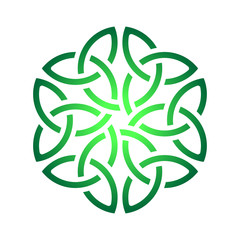 Celtic shamrock knot in circle. Symbol of Ireland