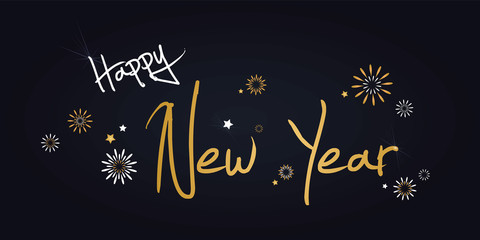 Naklejka na ściany i meble Happy New Year - vector background horizontal banner with fireworks ( christmas , holiday , eve )