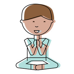 cartoon man practicing yoga