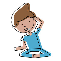 cartoon man practicing yoga