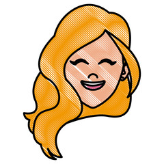 Beautiful woman face smiling icon vector illustration graphic design